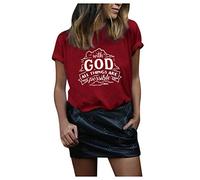 Graphic T Shirts for Women Plus Size with Sayings - with God All Things are Possible - Vintage Christian Prayer Tees Wine