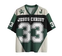 Graphic Tees Summer Novelty Women Men Oversized Jesus Christian Jersey, Green, M