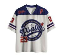 Graphic Tees Summer Novelty Women Men Oversized Psalm Christian Jersey, Blue, M