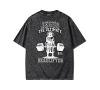 Graphic Tees Summer Women Men Cotton Novelty Oversized Crew Neck Sports Theme Christian Washed T-Shirt, Black, XXL