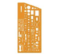 Graphic Template Ruler for Technical Drawing, 190 x 90 mm Plastic Drafting Template with Standard Symbols, Translucent Geometry Layout Tool for