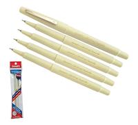 Graphic05 Fineliner Pens, GREEN, Fine Tip (0.8mm), Pack of 5, Write Draw Sketch Colour Pens, Artists Calligraphy Illustrations, iZOFAX Black Ball Pen