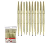 Graphic05 Fineliner Pens, MULTICOLOUR, Fine Tip (0.8mm), Pack of 10, Write Draw Sketch Colour Pens, Artists Calligraphy Illustrations, iZOFAX Black Ball Pen