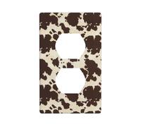Graphics Decor Wallplates -Duplex Outlet Wall Plate Cover Brown Cow Spots Print Wall Plate Cover
