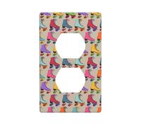 Graphics Decor Wallplates -Duplex Outlet Wall Plate Cover Colorful Roller Skates Print Wall Plate Cover