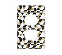Graphics Decor Wallplates -Duplex Outlet Wall Plate Cover Fashion Modern Black White Gold Triangles Print Wall Plate Cover