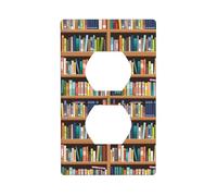 Graphics Decor Wallplates -Duplex Outlet Wall Plate Cover Library Bookshelf Print Wall Plate Cover
