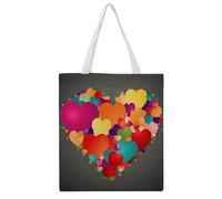 Graphics Love HeartsGraphics Love Hearts Canvas Tote Bag for Women with Handles Reusable Grocery Cloth Bag Foldable Tote Purse Travel Casual Everyday Shoulder Bags Shopping Handbag for Teacher Nurse G