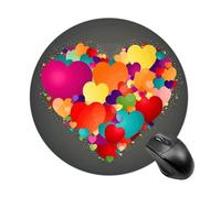 Graphics Love HeartsGraphics Love Hearts Mousepad Round Anti-Slip Waterproof Rubber Base Mice Mat Cute Mousepad for Work Office Home Gaming Laptop Men Women Small Size 7.8 X 7.8 Inches