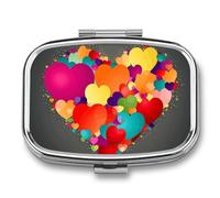 Graphics Love HeartsGraphics Love Hearts Pill Box 2 Compartment Portable Pill Case Daily Square Pill Organizer for Pocket Purse Daily Medicine Container to Hold Vitamins Fish Oil Travel Gifts