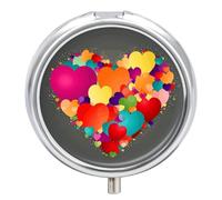 Graphics Love HeartsGraphics Love Hearts Pill Case 3 Compartment Portable Pill Box Daily Round Pill Organizer for Pocket Purse Daily Medicine Container to Hold Vitamins Fish Oil Travel Gifts