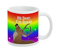 GRAPHICS & MORE Oh Deer I'm Queer Rainbow Pride Gay Lesbian Funny White Mug