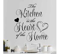 Graphics 'n' Tees - Kitchen is the Heart Of Home, with Hearts, Kitchen Wall Quote, Family Wall Sticker - Medium 570mm x 640mm - In Black Available - 01