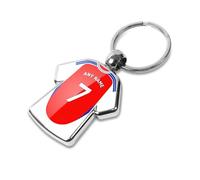 Graphics 'n' Tees Personalised football keyring suitable for Arsenal fans, featuring the 24/25 team shirt design, personalise with any name and number
