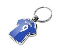 Graphics 'n' Tees Personalised football keyring suitable for Leicester City FC fans, featuring the 24/25 team shirt design, personalise with any name and number