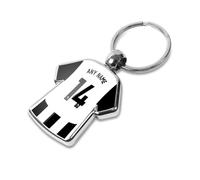Graphics 'n' Tees Personalised football keyring suitable for Newcastle United fans, featuring the 24/25 team shirt design, personalise with any name and number