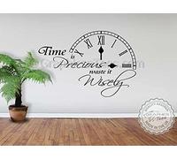 Graphics 'n' Tees -Time is Precious Waste it Wisely Quote, Inspirational Family Wall Sticker Home Vinyl Decor Decal - In Black Available (Large 920mm x 630mm)