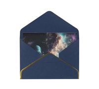 Graphics Universe Space Printed Pearl Paper Greeting Card, Blue - Folded Blank Cards with Gold Trim for Weddings, Birthdays, Christmas