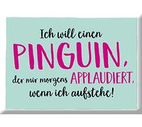 Graphics Workshop Penguin Fridge Funny with Saying 9 x 6.5 x 0.4 cm Vintage Retro Nostalgic Magnet Metal Plain 5 x cm