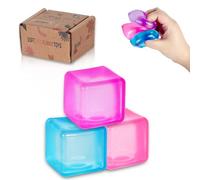 Graphinza Squeeze Toys Squishy Cubes Ice Cube Fidget Toy，Squishy Cubes Squeeze Toys，Sensory Fidget Toys Stress Cube Anxiety Relief for Kids and Adults Small Blue&Small Pink (3 packs)