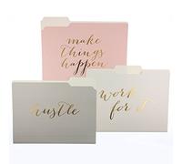 Graphique Designer Folder Set - "Make Things Happen" - Designer File Organizers for Office, Work, and School Supplies - Paper Document Decorative Accessories - Set of 9 Folders