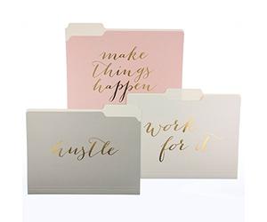 Graphique Designer Folder Set - Make Things Happen - Designer File Organizers for Office, Work, and School Supplies - Paper Document Decorative Accessories - Set of 9 Folders