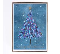 Graphique Merry Christmas Gold and Purple Tree Holiday Boxed Cards - 15 Cards, Includes Matching Envelopes and Storage Box, Cards Measure 4.75” x 6.625”