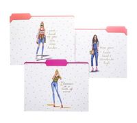 Graphique "Rong Rong Divas" File Folder Set - File Set Includes 9 Folders and 3 Unique Go-Getter Designs, Embellished w/Gold Foil on Durable Triple-Scored Coated Cardstock