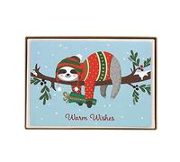 Graphique Sloth Boxed Cards - 15 Cute Winter-Dressed Sloth Holiday Cards Above Embellished Red Foil Warm Wishes Message, Christmas Cards Includes Matching Envelopes and Storage Box, 4.75" x 6.625"