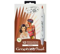 GRAPH'IT Brush Marker Set of 12 Double Tip Alcohol Markers for Drawing and Illustration, Extra Fine Tip and Brush - Set People
