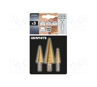 Step Drill Bits: 4-12, 4-20, 4-32mm, TiN, Set of 3 54T300