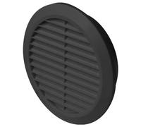 Graphite Grey Louvred Wall Vent Grille with Flyscreen for Ø 125 mm / 5" Round Wall Outlet - Air Ventilation Duct Cover with Anti-Insect Mesh and Rear Spigot, Tough and Durable ABS Plastic