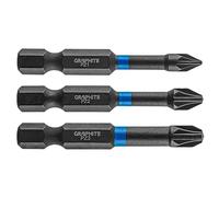 Graphite Impact Bits PZ 1/2 / 3 x 50 mm 3 pcs - Accessories for Power Tools - Screwdriver Tips - for Screwdrivers and Screw caps - for Tightening and unscrewing Screws and Screws