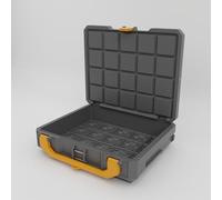 Graphite Modular Gridfinity-Compatible Storage Box, 5x4 6U | One empty box with a one-hand latch and stackable design. Matching insert bins sold separately.