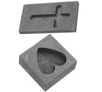 Graphite Mold 2pcs Cross Heart Shaped Graphite Ingot Mould Crucible Mould for Casting Gold Silver Metal Aluminum Copper Brass Melting Refining Cross Graphite Mold