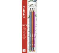 Graphite Pencil with Eraser - STABILO pencil 160 - My STABILO Journal - Pack of 3 - petrol, orange, pink - HB