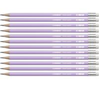 Graphite Pencil with Eraser - STABILO Swano Pastel - Pack of 12 - Lilac - HB