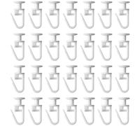 Graplan 100 Pcs Curtain Hooks Plastic 11 mm White Curtain Track Glider Hooks for Window Door Shower Curtains