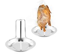 Graplan 2 Pieces Chicken Roaster Rack,Beer Can Vertical Roaster Chicken Holder with Drip Pan for Oven,Upright Duck Roaster,BBQ Tool