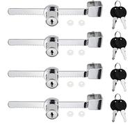 Graplan 4 Set Sliding Glass Door Ratchet Lock,Cabinet Sliding Glass Door Lock Reptile Vivarium Lock Sliding Door for Glass Door Cabinet Display Drawer Cupboard Mail Box (with 8 Keys)