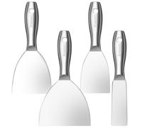 Grapnex 4 Pack Putty Knife Scraper,1.5",3",4",6" One Piece Premium Polished All-Stainless Steel Scraper Tool for Spreading Drywall Spackle & Mud, Taping, Scraping Paint