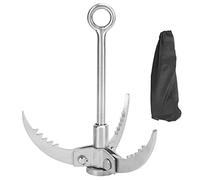 Grappling Hook Folding Survival Hook Stainless Steel Grapple Claw High Strength Durable Outdoor Climbing Gear for Mountain Climbing Rock Climbing Silver 6.6x7.5in