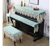 GRASKY For 150cm Standard Piano blue Lace Velvet Ruffle Upright Piano Dust Cover With Stool Cover Half Upright Piano Cover Keyboard Cover