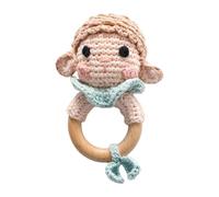 Grasping Kids Rattle, Crochet Animal Plush, with Sound, Soft Handmade Kids Toy, Early Learning Playtime and Sensory Development, Travel Home Outdoor Birthday Gift for Crib Stroller Carseat