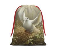 Grass And Dove Print Functional Gift Storage Bag Eco-Friendly Comfortable Touch Outdoor Activities Use