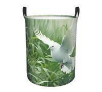 Grass and dove Print Round Laundry Hamper Basket Waterproof Storage Bin for Bedroom Bathroom Daily Life