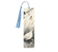 Grass and Dove Print Wooden Bookmarks Book Markers for Book Lovers Writers Readers Unique Cool 5 Pieces