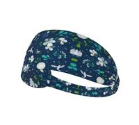 Grass and dove Printed Running Headband Women, Foldable Adjustable Width, Non Slip for Workout Washing and Spa