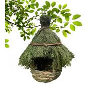 Grass Aviary Shelter - Small Breeding Pocket Handmade Miniature Straw Cabin | Outdoor Tree, Camouflage, Backyard, Forest, Shrine, Garden, Lawn