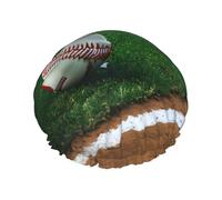 Grass Baseball Softball Reusable Shower Cap For Women, Double Waterproof Layer Shower Cap, Hair Care Essential